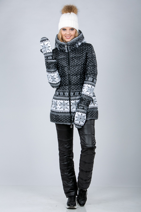 Куртка зимняя м-389 " Снежинка " черная